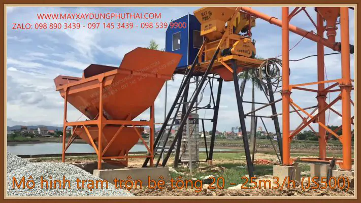 Lắp đặt trạm trộn bê tông JS500 tại công trình