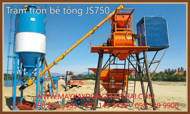 Lắp đặt trạm trộn bê tông JS750 tại công trình