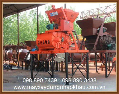 Lắp đặt máy trộn bê tông JS500 chân 2m