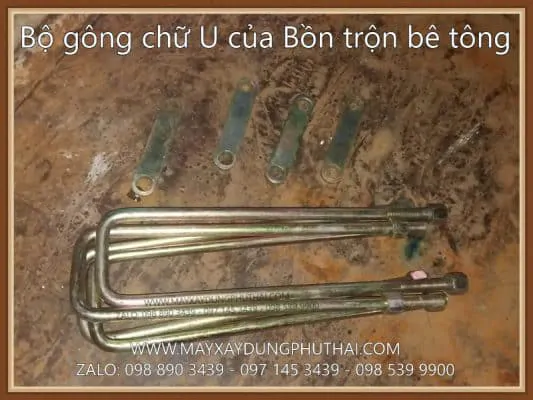 Bộ gông chữ U dùng để cố định bồn trộn bê tông lên xe tải