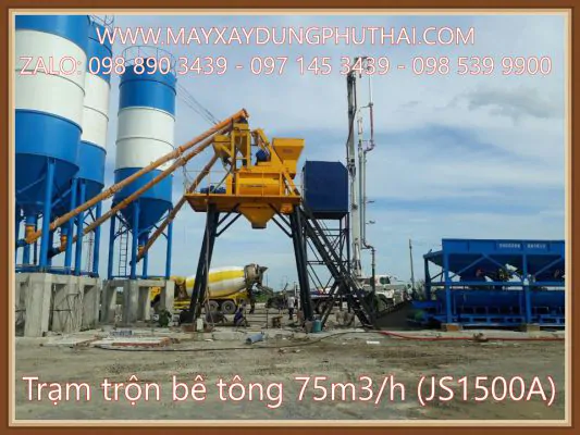 Trạm trộn bê tông HSZ75 công suất 75m3/h