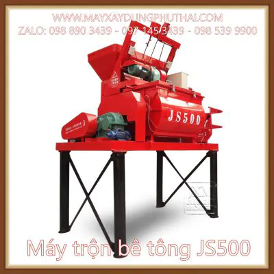 Cối trộn bê tông js500 chân cao 2m