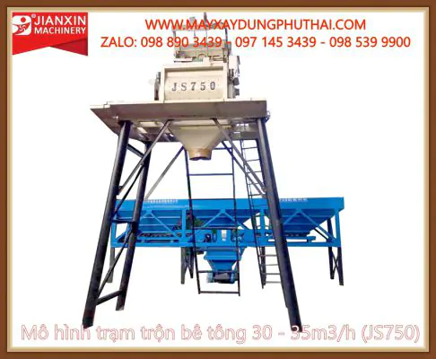 Máy trộn JS750 chân cao 4.5m