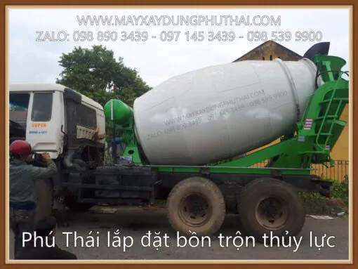 Lắp đặt bồn trộn thủy lực 5m3 gắn lên xe tải