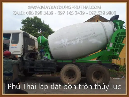 Lắp đặt bồn trộn thủy lực 5m3 gắn lên xe tải