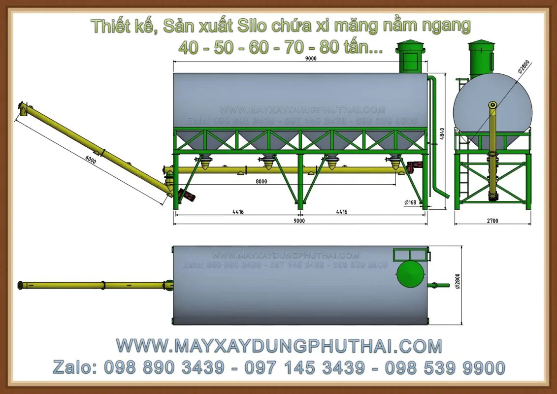 Thiết kế và sản xuất silo chứa xi măng ngang
